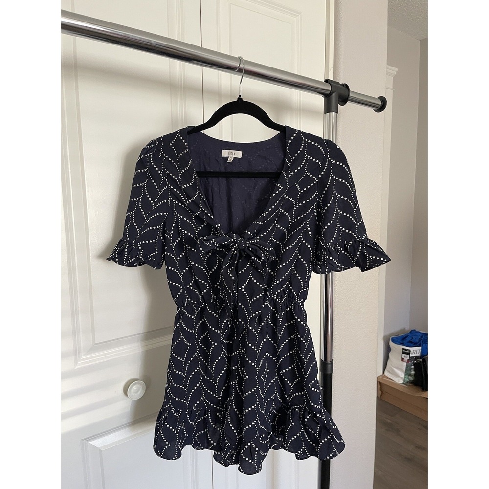 Lucca Women's Romper Navy Ruffle Tie‎ Fun Summer
